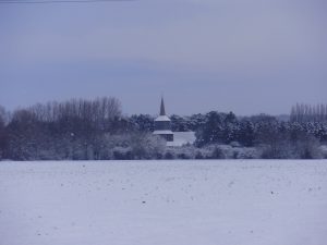 St Laurence's church in the snow